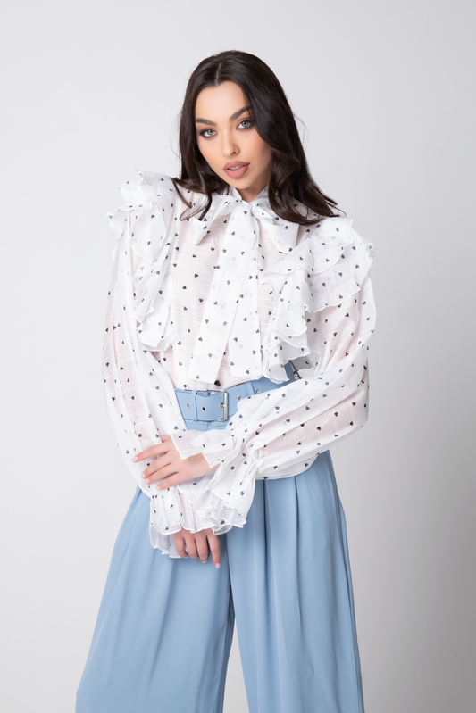 Риза с жабо Jaklin White